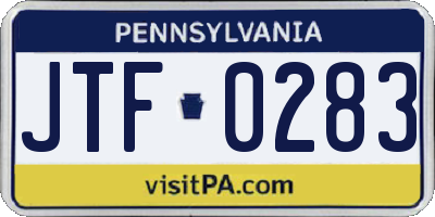 PA license plate JTF0283
