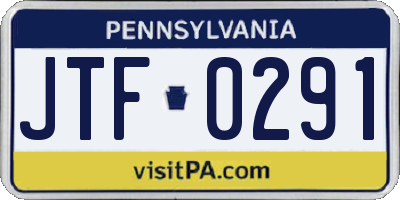 PA license plate JTF0291