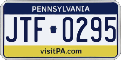 PA license plate JTF0295