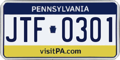 PA license plate JTF0301