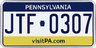 PA license plate JTF0307