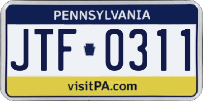 PA license plate JTF0311
