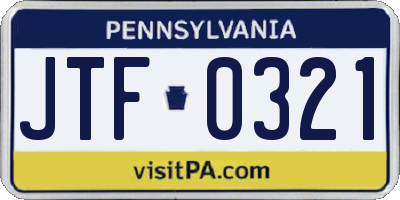 PA license plate JTF0321