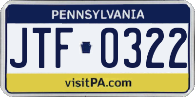 PA license plate JTF0322