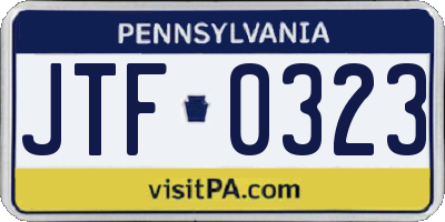 PA license plate JTF0323