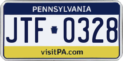 PA license plate JTF0328