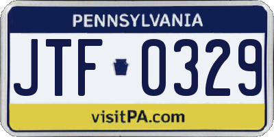 PA license plate JTF0329