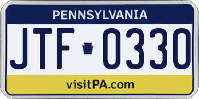 PA license plate JTF0330
