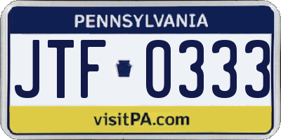 PA license plate JTF0333