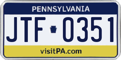 PA license plate JTF0351