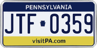 PA license plate JTF0359