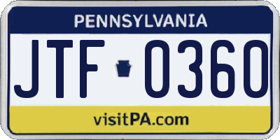 PA license plate JTF0360