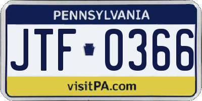 PA license plate JTF0366