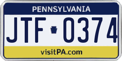 PA license plate JTF0374