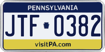 PA license plate JTF0382