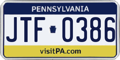 PA license plate JTF0386