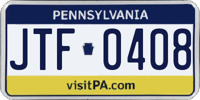 PA license plate JTF0408