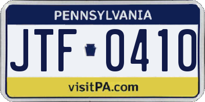 PA license plate JTF0410