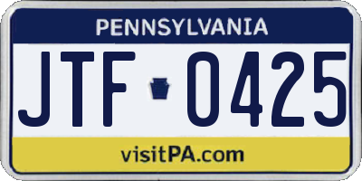 PA license plate JTF0425