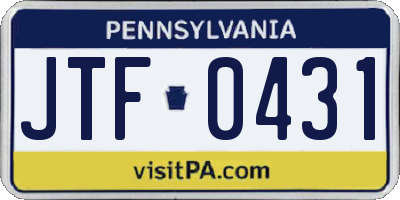 PA license plate JTF0431