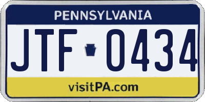 PA license plate JTF0434