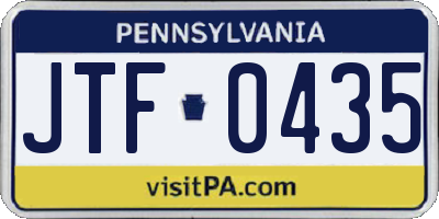 PA license plate JTF0435