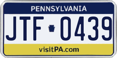 PA license plate JTF0439
