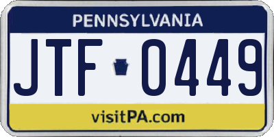 PA license plate JTF0449