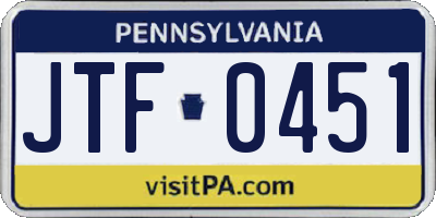 PA license plate JTF0451