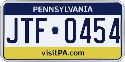 PA license plate JTF0454