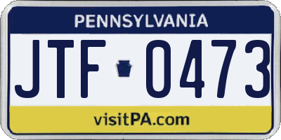 PA license plate JTF0473