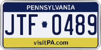 PA license plate JTF0489