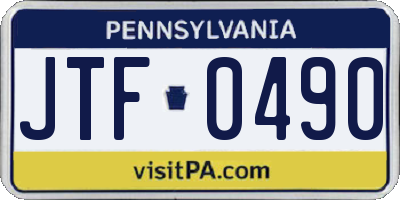 PA license plate JTF0490