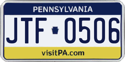 PA license plate JTF0506
