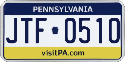 PA license plate JTF0510