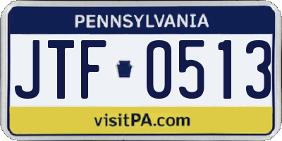 PA license plate JTF0513
