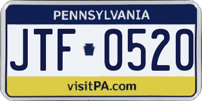 PA license plate JTF0520