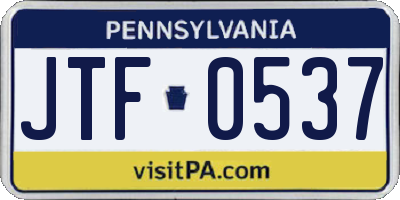 PA license plate JTF0537
