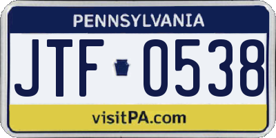 PA license plate JTF0538