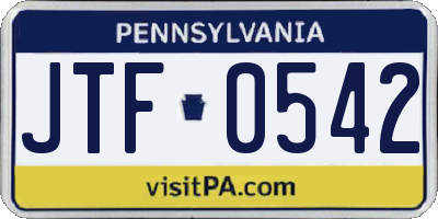 PA license plate JTF0542