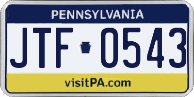 PA license plate JTF0543
