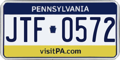 PA license plate JTF0572