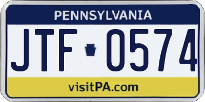 PA license plate JTF0574