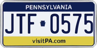 PA license plate JTF0575