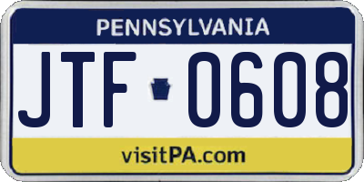 PA license plate JTF0608