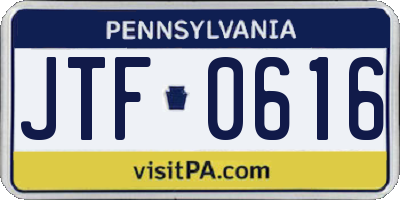 PA license plate JTF0616