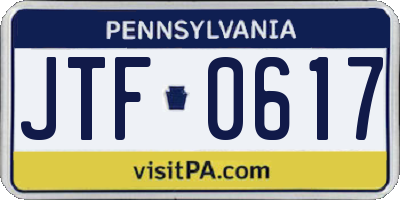 PA license plate JTF0617