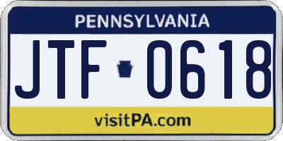 PA license plate JTF0618