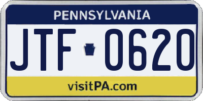 PA license plate JTF0620