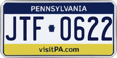 PA license plate JTF0622